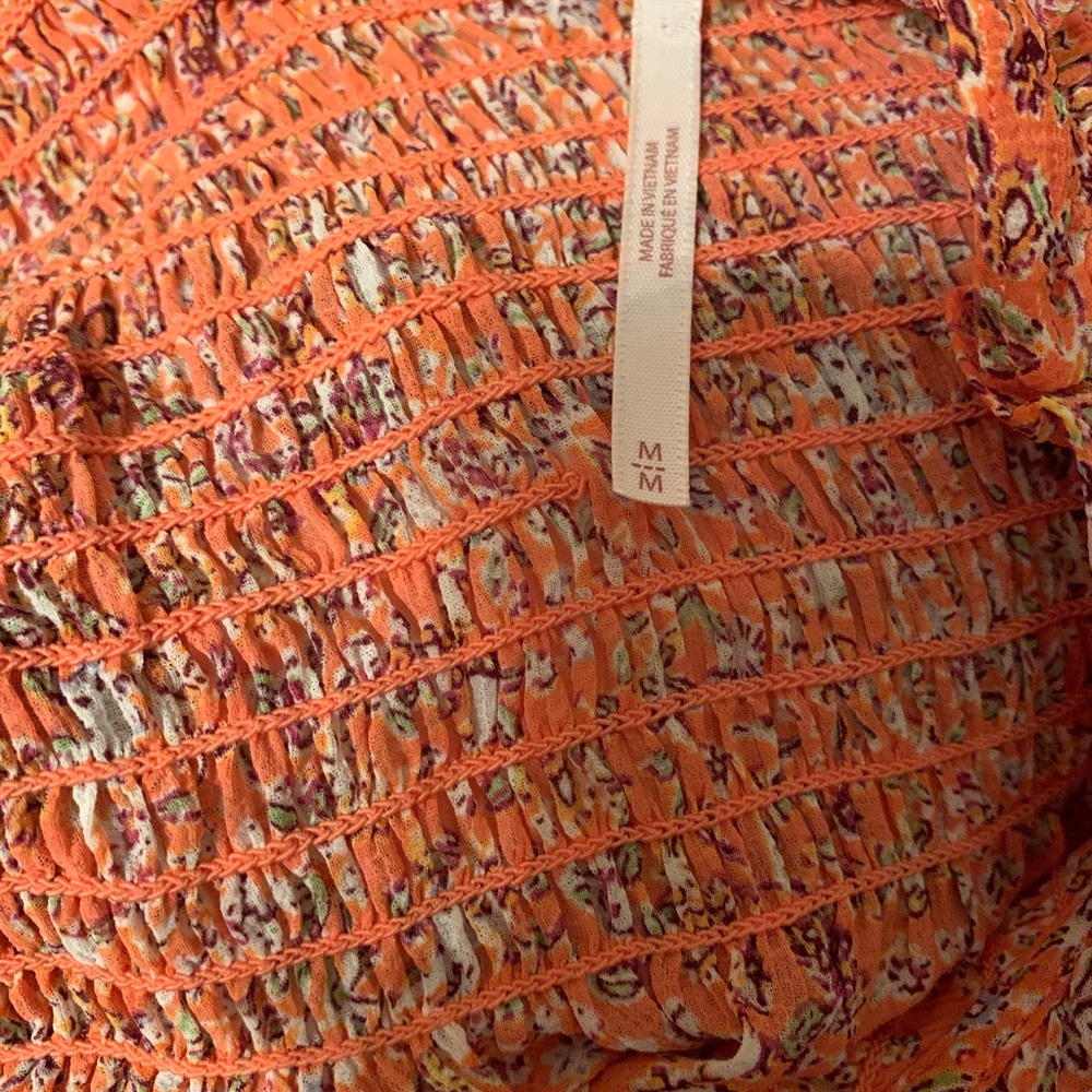 Sold out sold.       Free People LELA blouse in CORAL COMBO - Picture 6 of 12